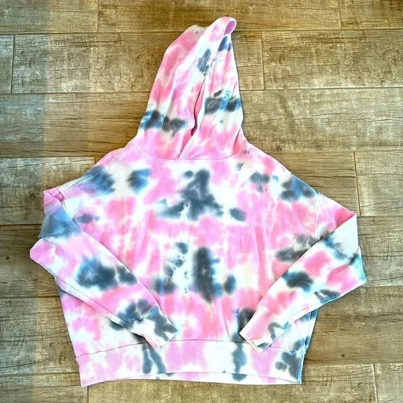 So Lounge Life Tie Dye cropped Hoodie Sweatshirt Pullover Women Juniors Size XS🔴 - Picture 2 of 2